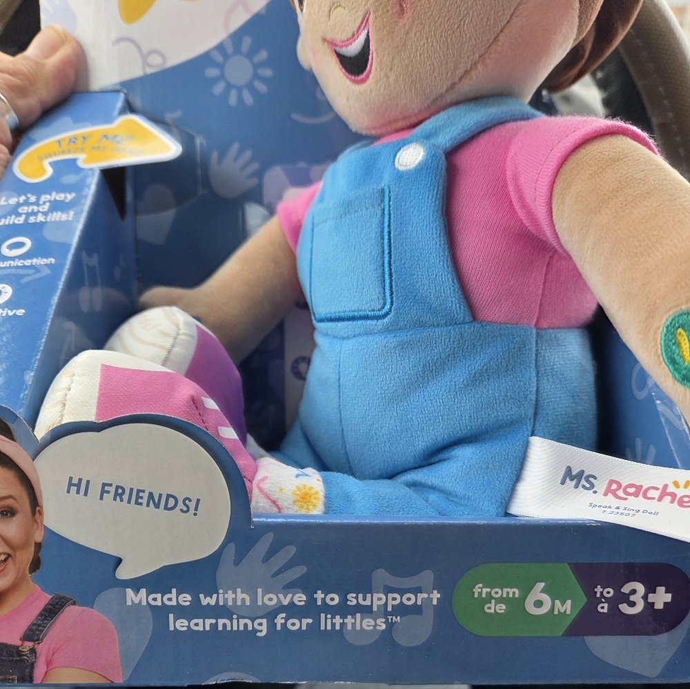 Rachel Singing Doll with Pink Shirt and Blue Overalls - Picture 4 of 4